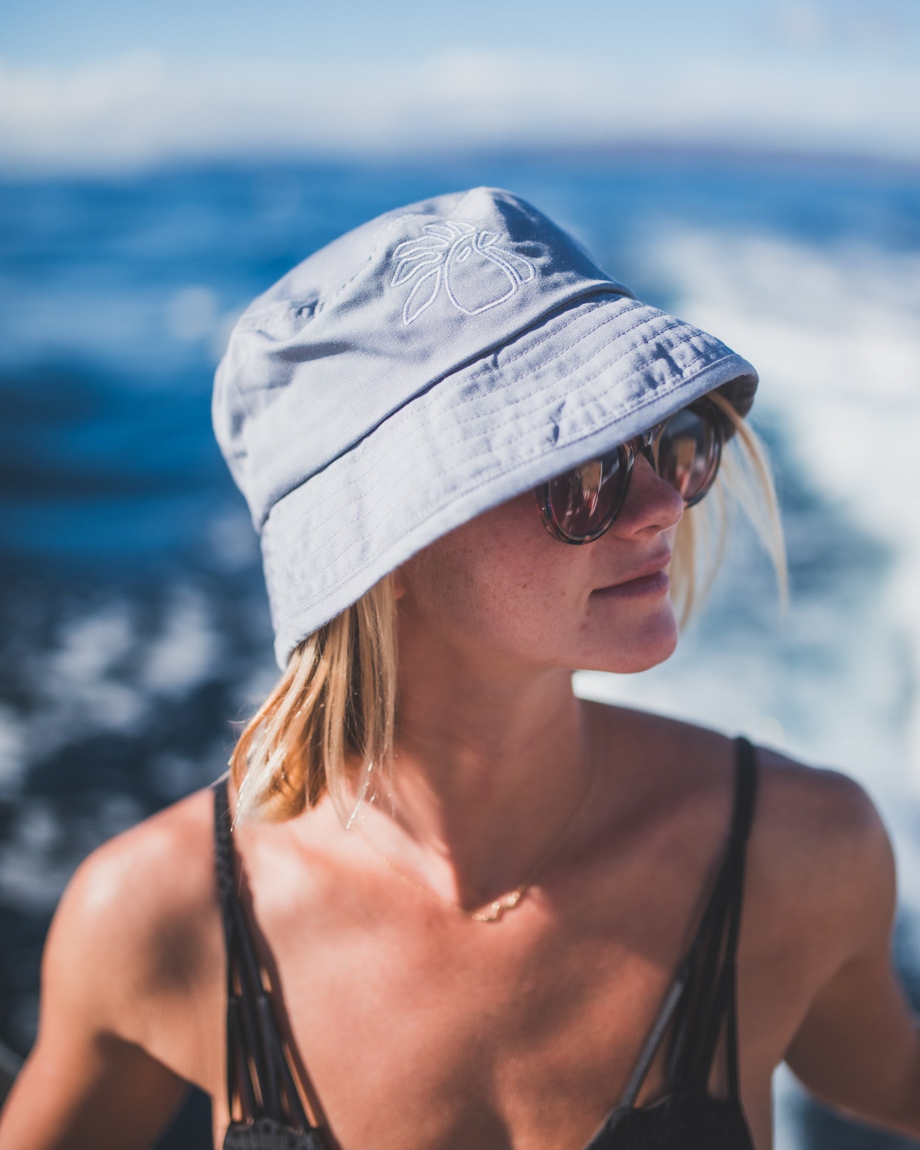 embroidered beach bucket hat - Main Image