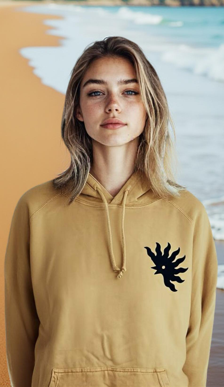 vintage wash sun rooster hoodie