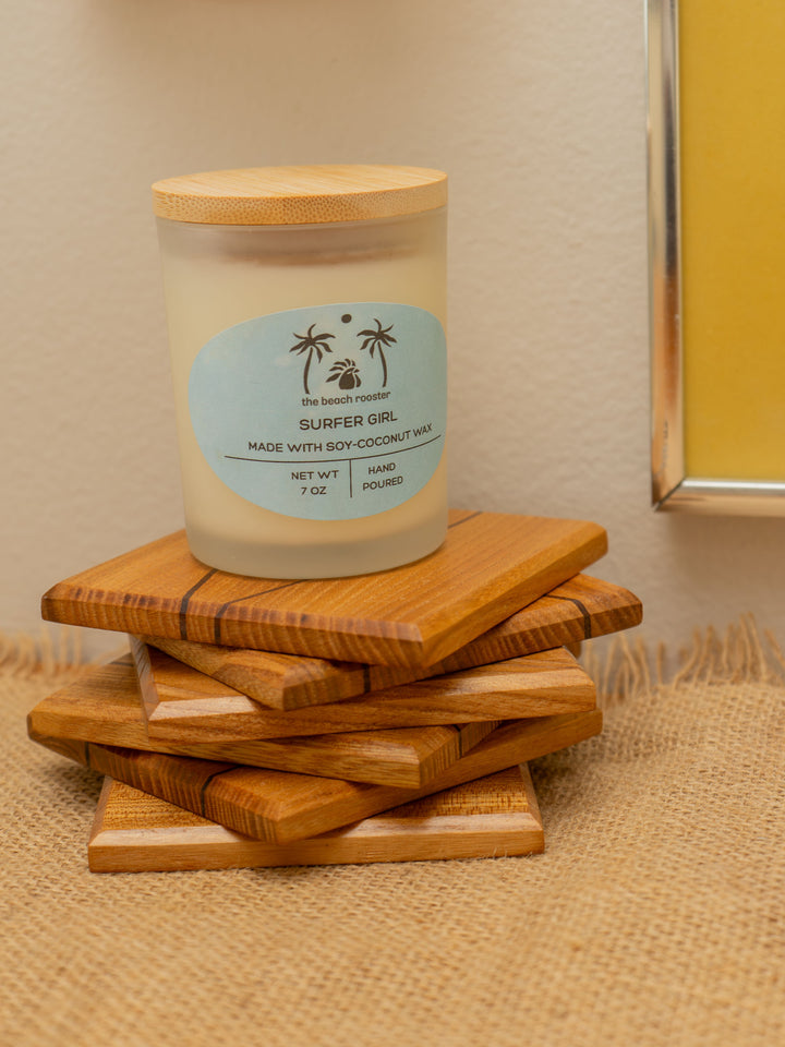 7oz frosted glass candle
